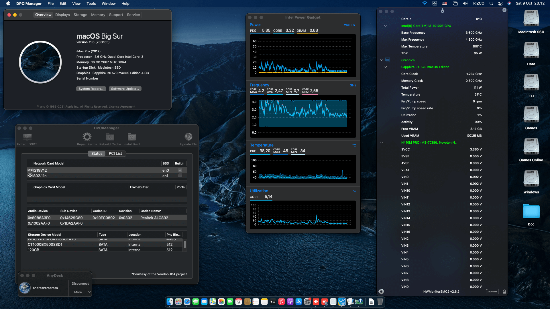 Success Hackintosh macOS Big Sur 11.6 Build 20G165 in MSI H410M PRO + Intel Core i3 10100F + Sapphire RX 570
